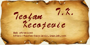 Teofan Kecojević vizit kartica